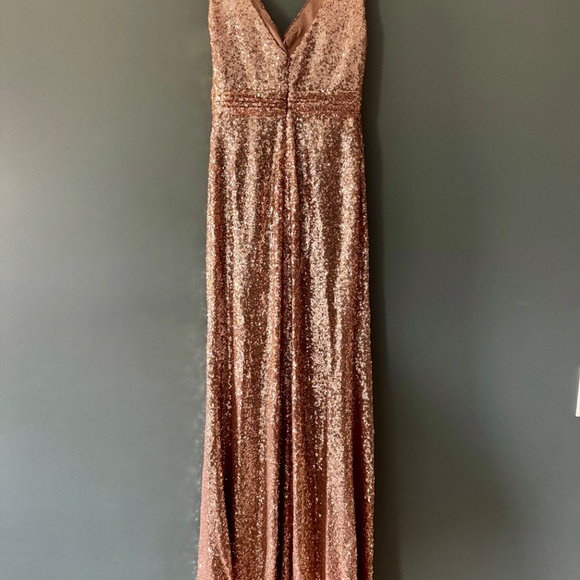 Revelry Sequin V-Neck Dress with Built in Cups | Style 2418-R - Picture 6 of 9